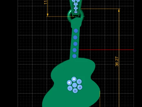 Floral Guitar Pendant 3D Model
