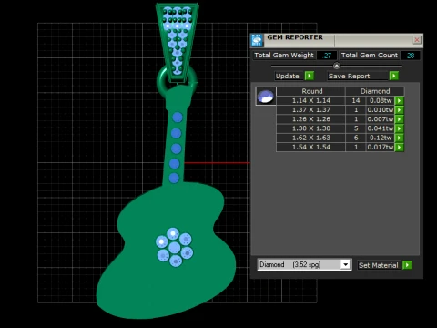 Floral Guitar Pendant 3D Model