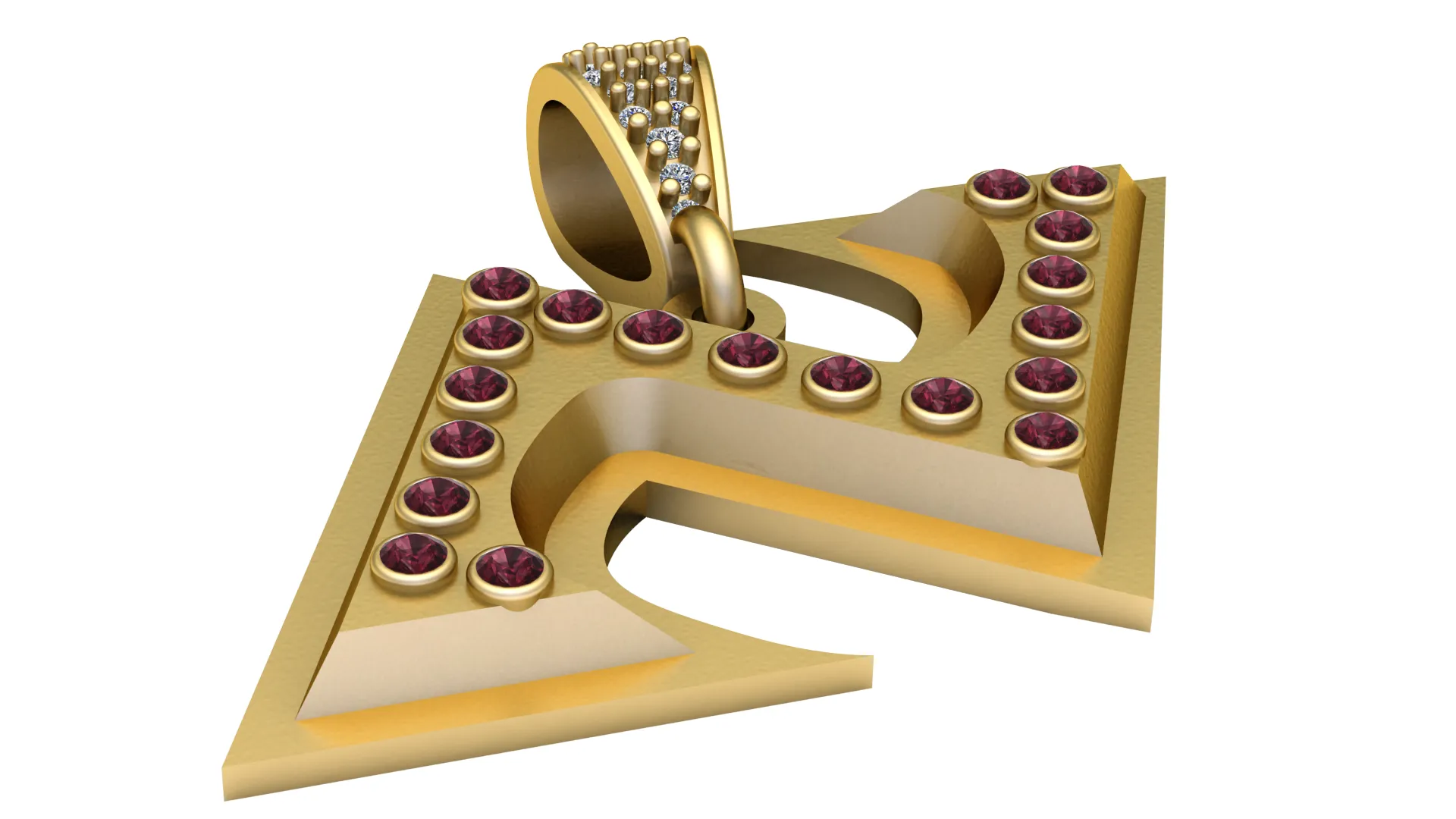 Ruby Initial Pendant 3D Model .c4d .max .obj .3ds .fbx .stl .blend 