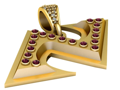 Ruby Initial Pendant 3D Model