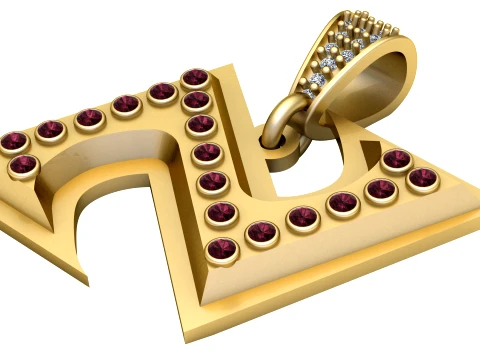 Ruby Initial Pendant 3D Model