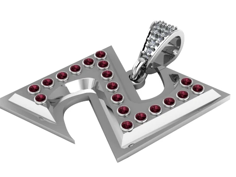 Ruby Initial Pendant 3D Model