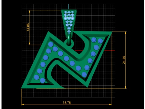 Ruby Initial Pendant 3D Model