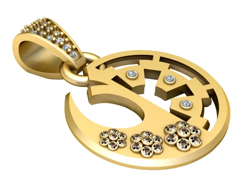 Floral Crescent Pendant 3D Model