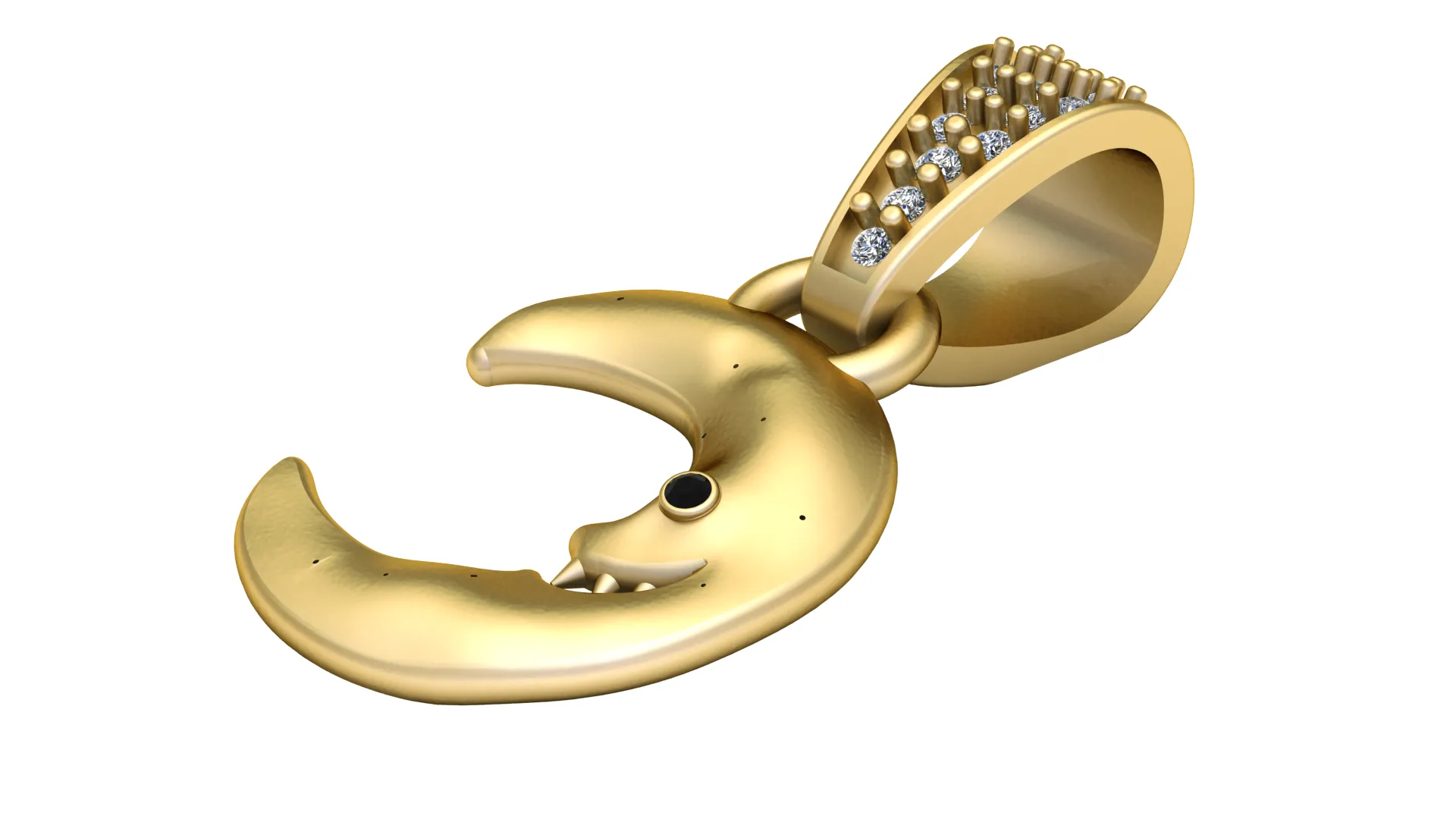 Crescent Moon Pendant 3D Model .c4d .max .obj .3ds .fbx .stl .blend 
