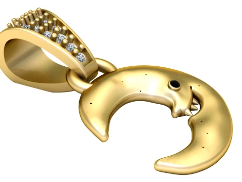 Crescent Moon Pendant 3D Model