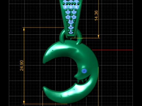 Crescent Moon Pendant 3D Model