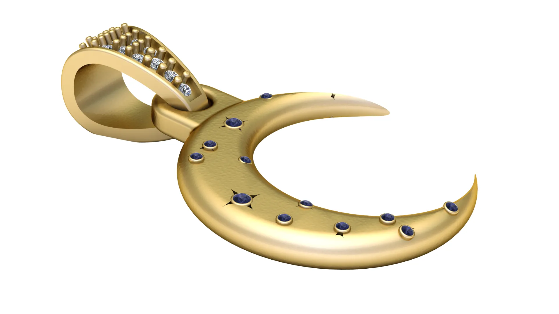 Celestial Crescent Pendant 3D Model .c4d .max .obj .3ds .fbx .stl .blend 