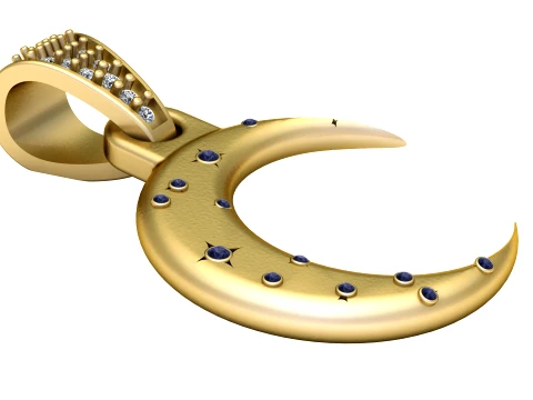 Celestial Crescent Pendant 3D Model