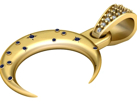 Celestial Crescent Pendant 3D Model