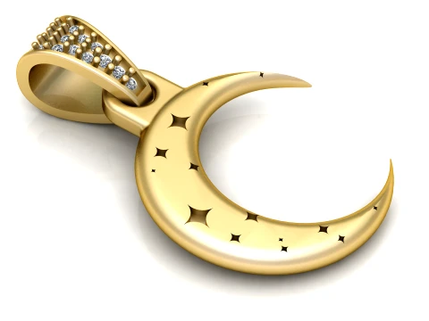 Celestial Crescent Pendant 3D Model