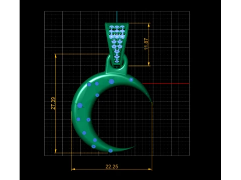 Celestial Crescent Pendant 3D Model