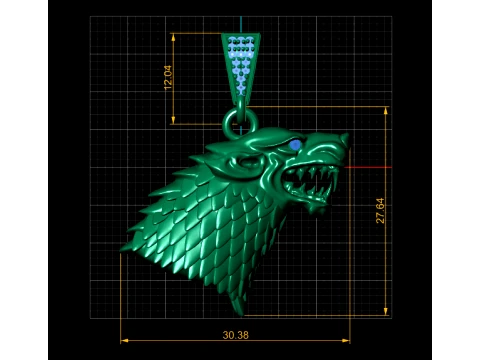 Fierce Wolf Pendant 3D Model