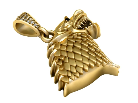 Fierce Wolf Pendant 3D Model