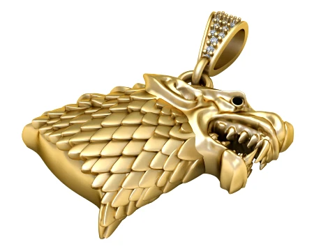 Pendentif loup féroce Modèle 3D