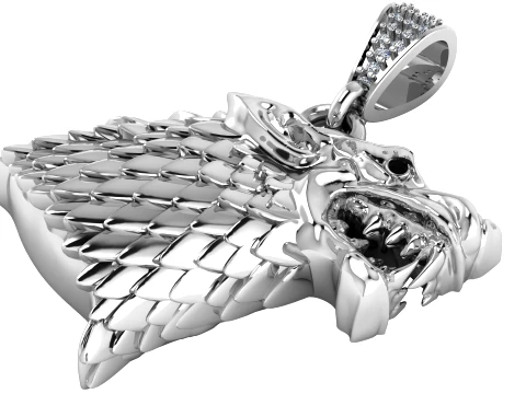 Fierce Wolf Pendant 3D Model
