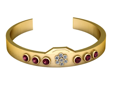 Ruby Floral Cuff 3D Model