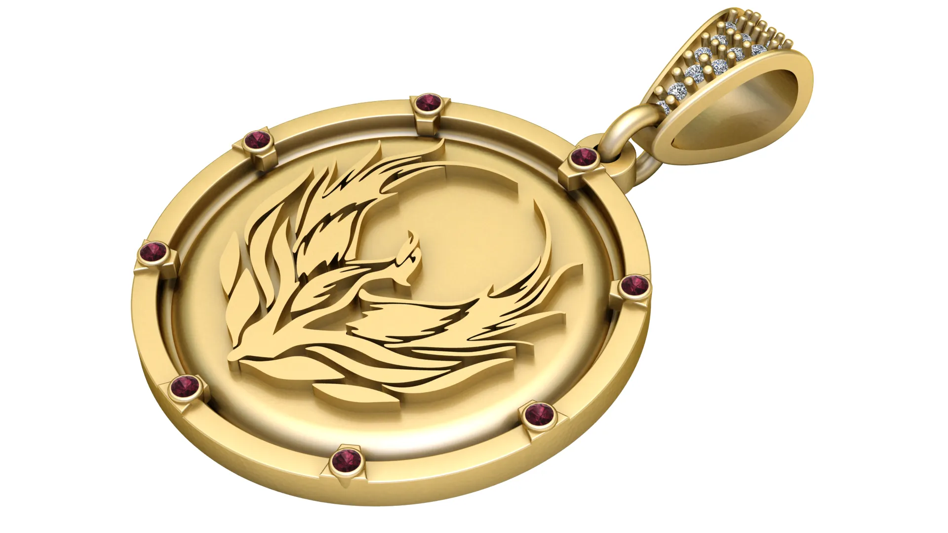 Phoenix Bird Pendant 3D Model .c4d .max .obj .3ds .fbx .stl .blend 