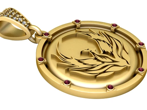 Phoenix Bird Pendant 3D Model