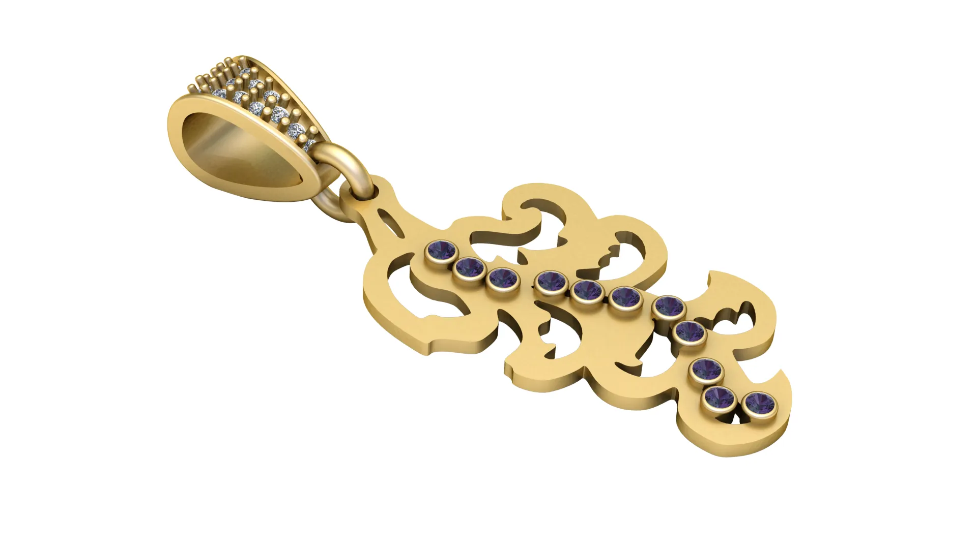 Ornamental Stone Pendant 3D Model .c4d .max .obj .3ds .fbx .stl .blend 