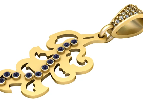 Ornamental Stone Pendant 3D Model