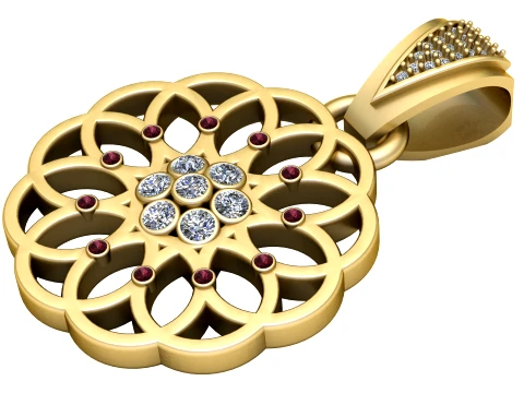 Floral Mandala Pendant 3D Model