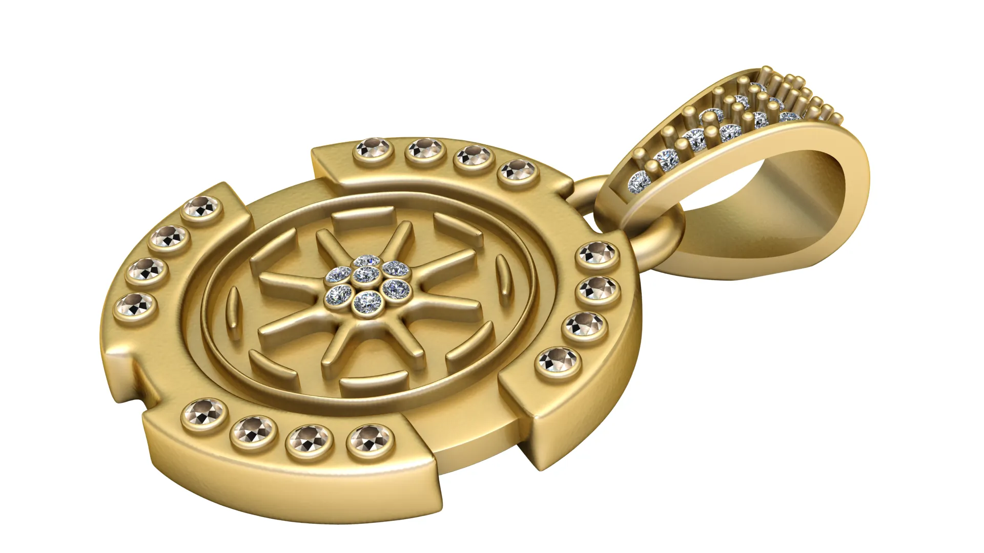 Celestial Wheel Pendant 3D Model .c4d .max .obj .3ds .fbx .stl .blend 