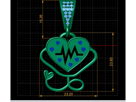 Heartbeat Heart Pendant 3D Model