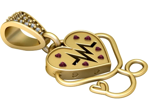 Pendentif coeur battement de coeur Modèle 3D