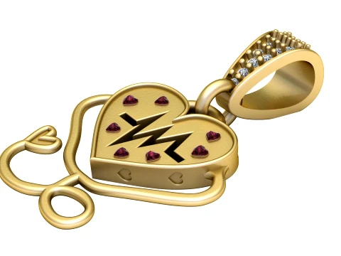 Heartbeat Heart Pendant 3D Model