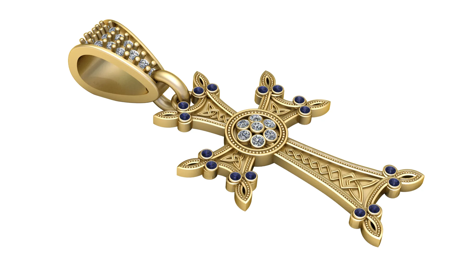 Celtic Cross Pendant 3D Model .c4d .max .obj .3ds .fbx .stl .blend 