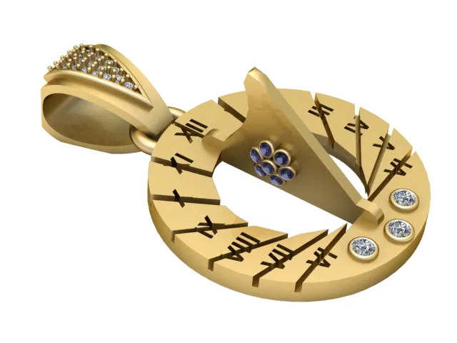 Celestial Sundial Pendant 3D Model .c4d .max .obj .3ds .fbx .stl .blend 