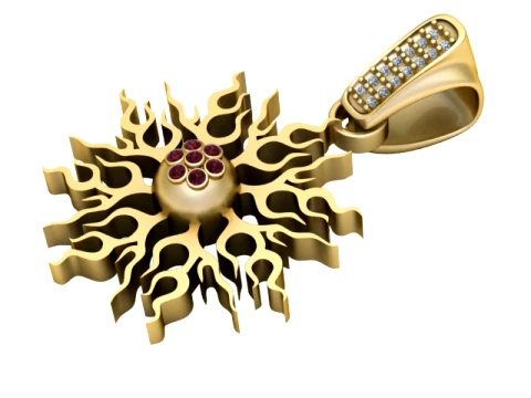 Flaming Sun Pendant 3D Model