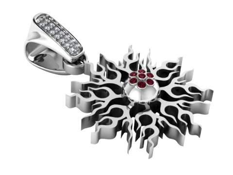 Flaming Sun Pendant 3D Model