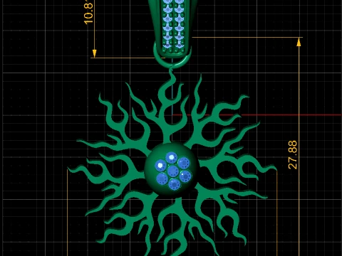 Flaming Sun Pendant 3D Model