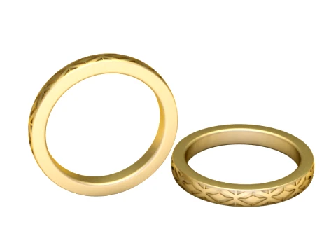 Alian&ccedil;a de casamento geom&eacute;trica gravada Modelo 3D