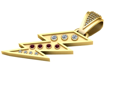 Pingente Rel&acirc;mpago Duplo Modelo 3D