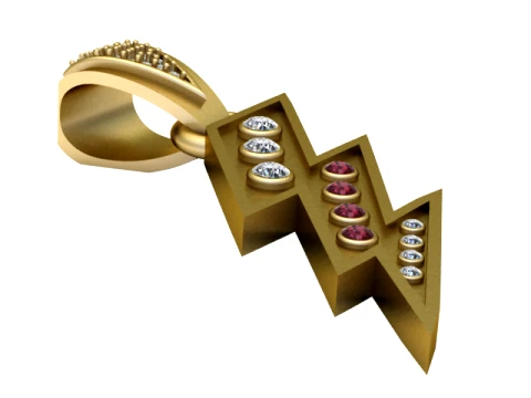 Double Lightning Bolt Pendant 3D Model