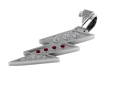 Double Lightning Bolt Pendant 3D Model