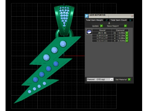 Double Lightning Bolt Pendant 3D Model