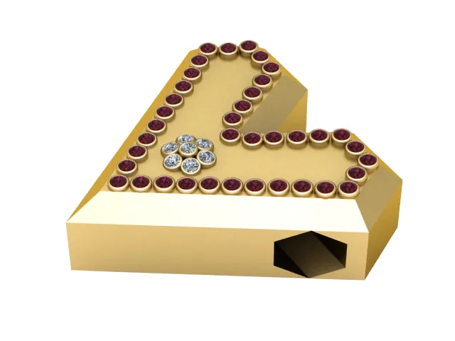 Ruby Heart Letter Pendant 3D Model .c4d .max .obj .3ds .fbx .stl .blend 