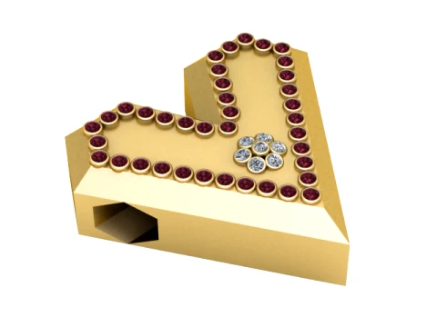 Ruby Heart Letter Pendant 3D Model