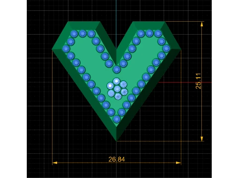 Ruby Heart Letter Pendant 3D Model