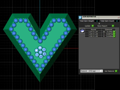 Ruby Heart Letter Pendant 3D Model