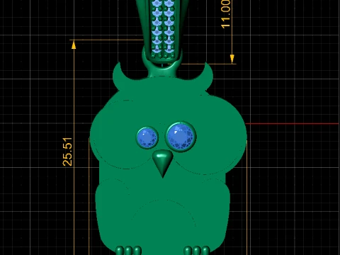 Cute Owl Character Pendant 3D Model