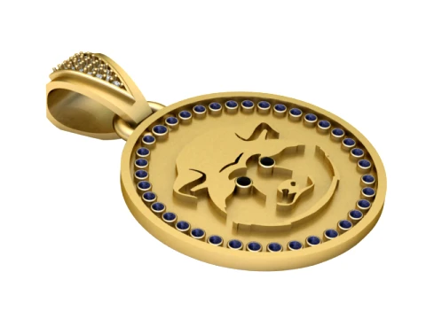Pingente Medalh&atilde;o Blue Gem Bull Modelo 3D