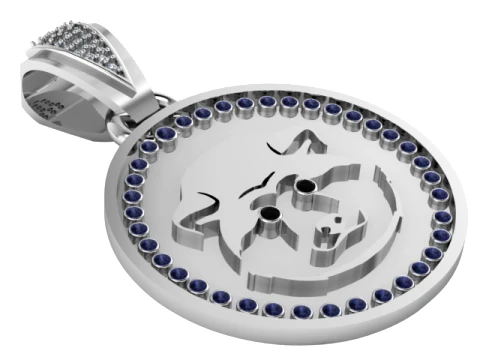 Blue Gem Bull Medallion Pendant 3D Model