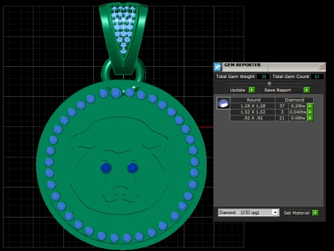 Blue Gem Bull Medallion Pendant 3D Model