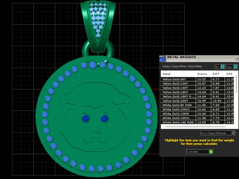 Blue Gem Bull Medallion Pendant 3D Model