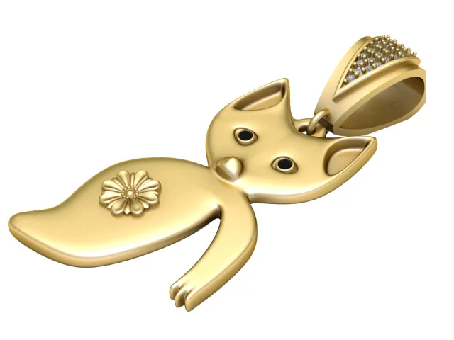 Cute Fox Floral Pendant 3D Model .c4d .max .obj .3ds .fbx .stl .blend